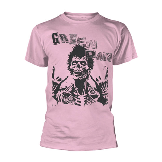 Maglietta Rosa Green Day Savior Zombie, Uomo, Cotone, Maniche Corte, Nuova