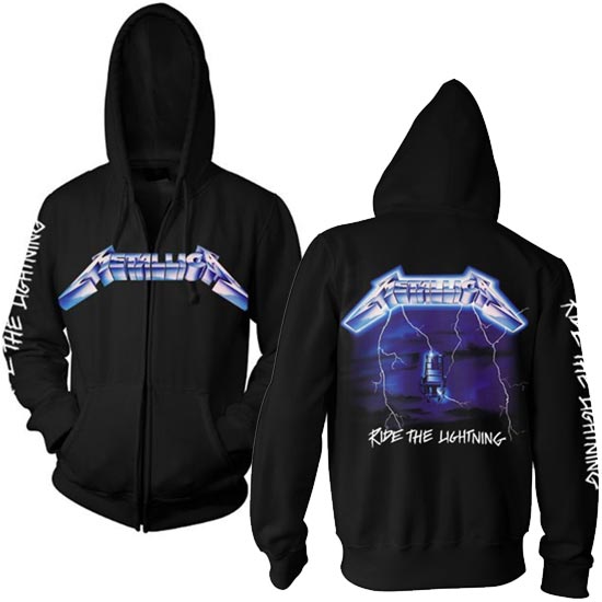 Hoodie Metallica Ride The Lightning W/Back Zip Rock, Heavy