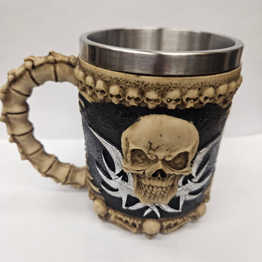Clearance - Beer Stein - 3D Spine Skulls Mug - Stainless Steel Tankard