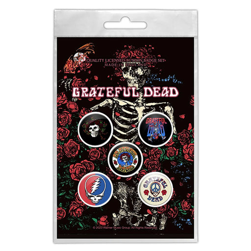 Button Badge Set - Grateful Dead - Skeleton and Rose