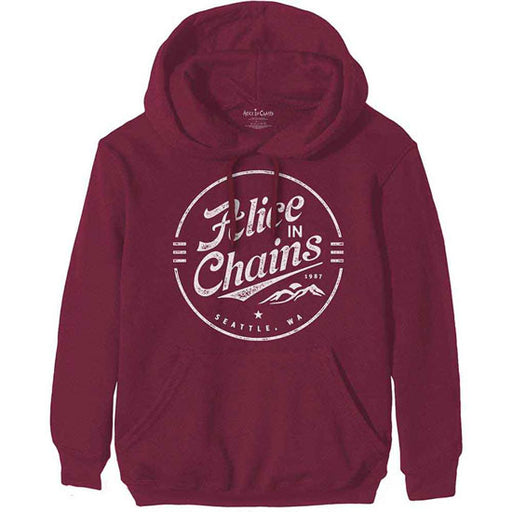 Hoodie - Alice in Chains - Circle Emblem - Maroon - Pullover