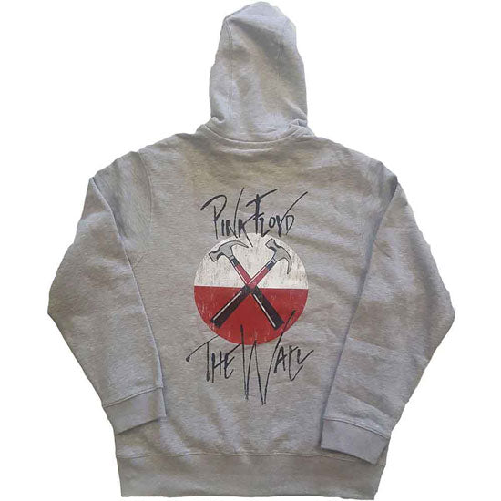 Hoodie - Pink Floyd - The Wall Faded Hammers Logo - Grey - Zip - Back