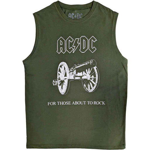 Tank Top - ACDC - About To Rock - Army Green