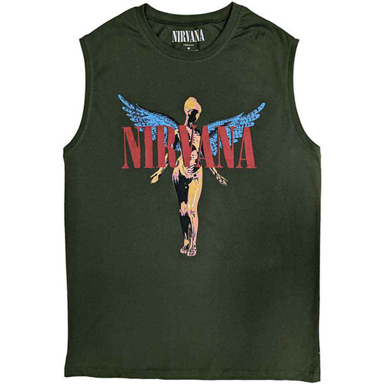 Rock Off Felpa Nirvana Unisex 'Angelic Mono' | Con Cappuccio E Tasche A Marsupio, Colore Verde Khaki