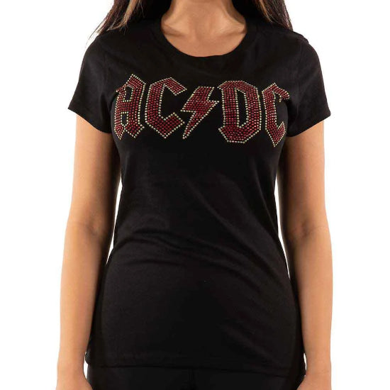 T-Shirt - AC/DC - Full Colour Logo - Embellished - Lady - Chest