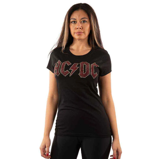 T-Shirt - AC/DC - Full Colour Logo - Embellished - Lady - Pose