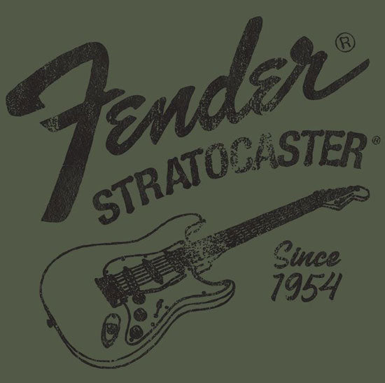 T-Shirt - Fender - Stratocaster - Olive Green- Image
