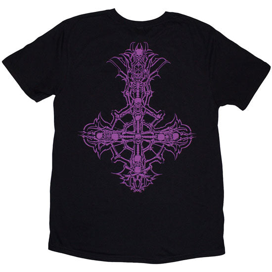 T-Shirt - Ghost - Metal Logo & Purple Grucifix - Back