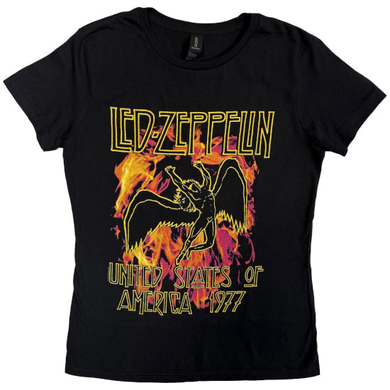 T-Shirt - Led Zeppelin - Black Flames - Lady