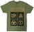 T-Shirt - Led Zeppelin - Gold Symbols in Black Squares - Green