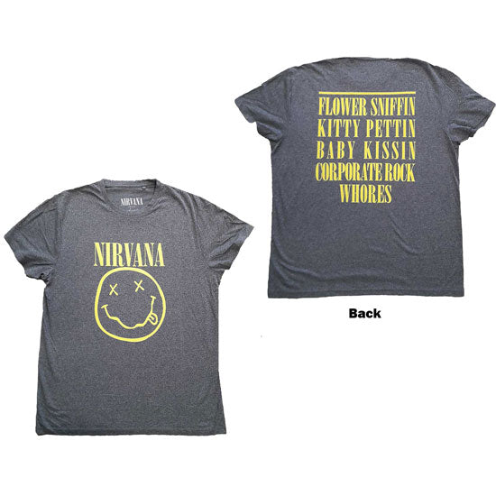 T-Shirt - Nirvana / KC - Happy Face Flower Sniffin - Grey