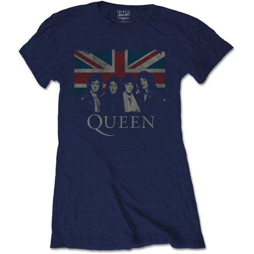 T-Shirt - Queen - Vintage Union Jack - Lady - Navy