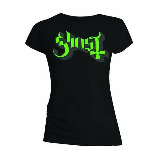 T-Shirt - Ghost - Green Keyline Logo Skinny (lady)-Metalomania