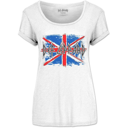 T-Shirt - Def Leppard - Union Jack - Lady - White-Metalomania