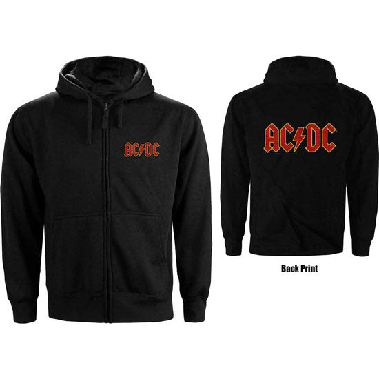 Hoodie - AC/DC - Logo Back Print - Zip | Rock, Heavy Metal, Punk