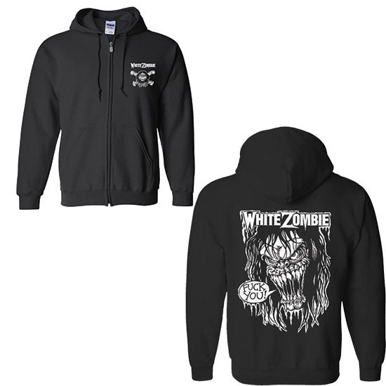 Hoodie White Zombie F You Zip Rock, Heavy Metal, Punk