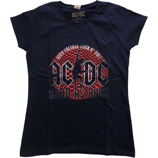 T-Shirt - ACDC - Hard As Rock - Navy - Lady