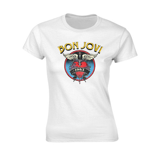 T-Shirt - Bon Jovi - Heart '83 - White - Lady