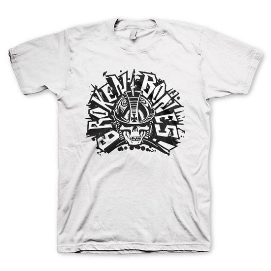 T-Shirt - Broken Bones - Classic Skull Logo - White