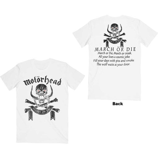T-Shirt - Motorhead - March or Die Back Print - White