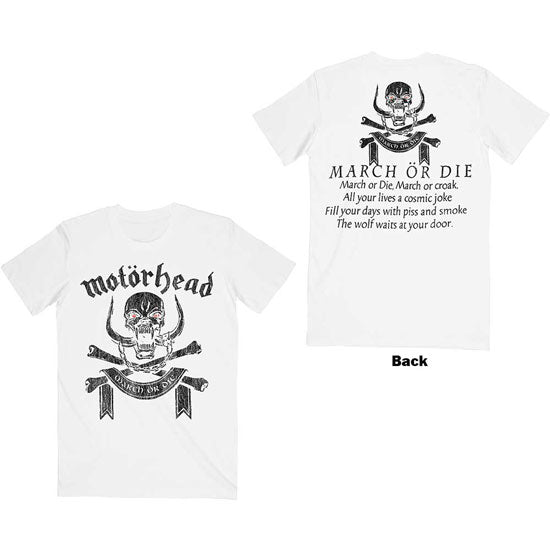 T-Shirt - Motorhead - March or Die Back Print - White