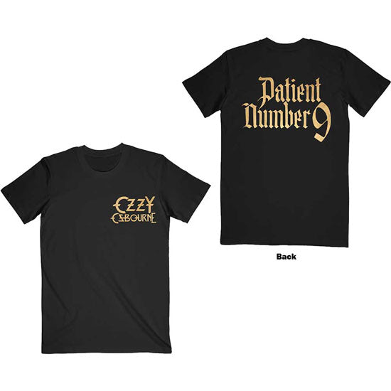 T-Shirt - Ozzy Osbourne - Patient No 9 - Gold Logo With Back Print