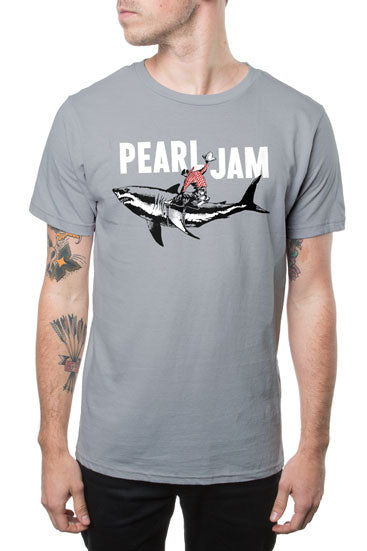 T-Shirt - Pearl Jam - Cowboy Shark - Light Grey - Front Model