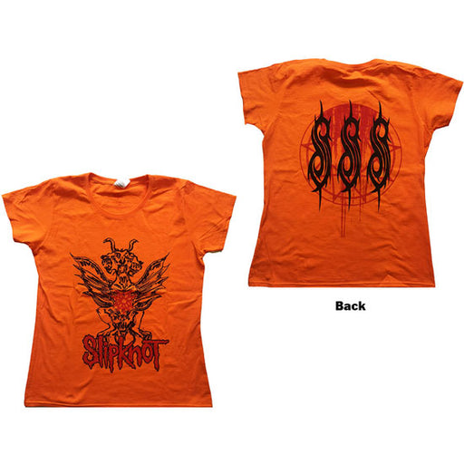T-Shirt - Slipknot -  Winged Devil With Back Print - Lady - Orange