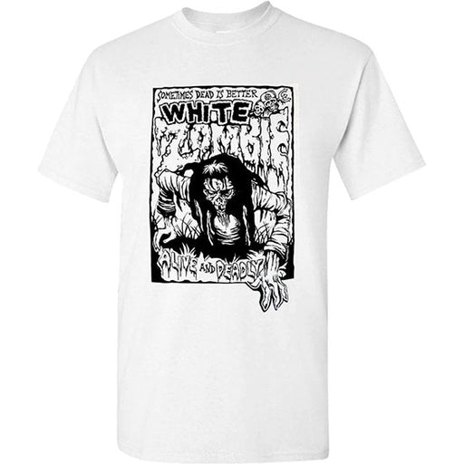 T-Shirt - White Zombie - Alive and Deadly - White