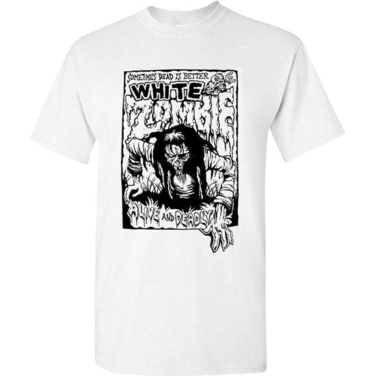T-Shirt - White Zombie - Alive and Deadly - White