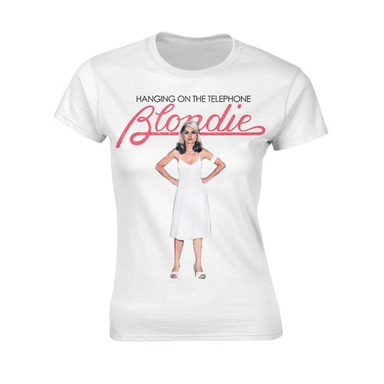 T-Shirt - Blondie - Hanging Telephone - Lady - White-Metalomania