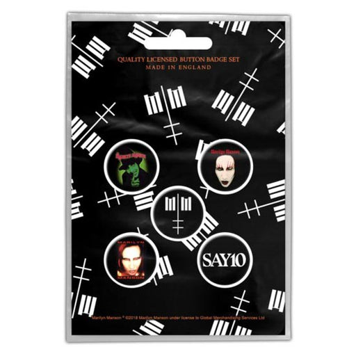 Button Badge Set - Marilyn Manson - Cross Logo