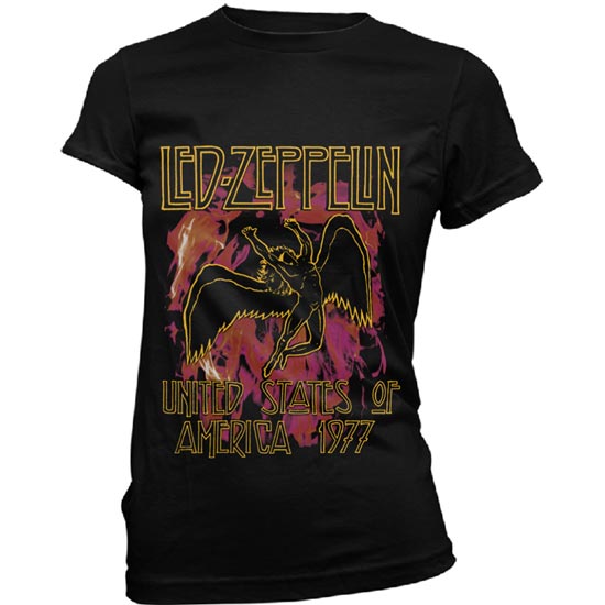 T-Shirt - Led Zeppelin - Black Flames - Lady