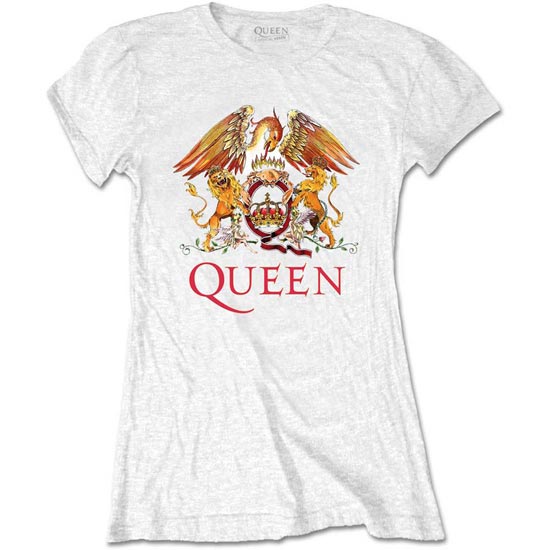 T-Shirt - Queen - Classic Crest - White - Lady-Metalomania